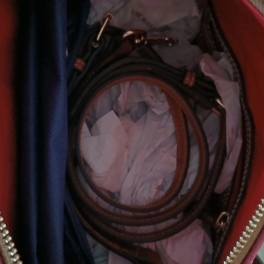 Dooney & Bourke Kendra Hot Pink and Brown Leather Satchel NWT - Picture 8 of 8